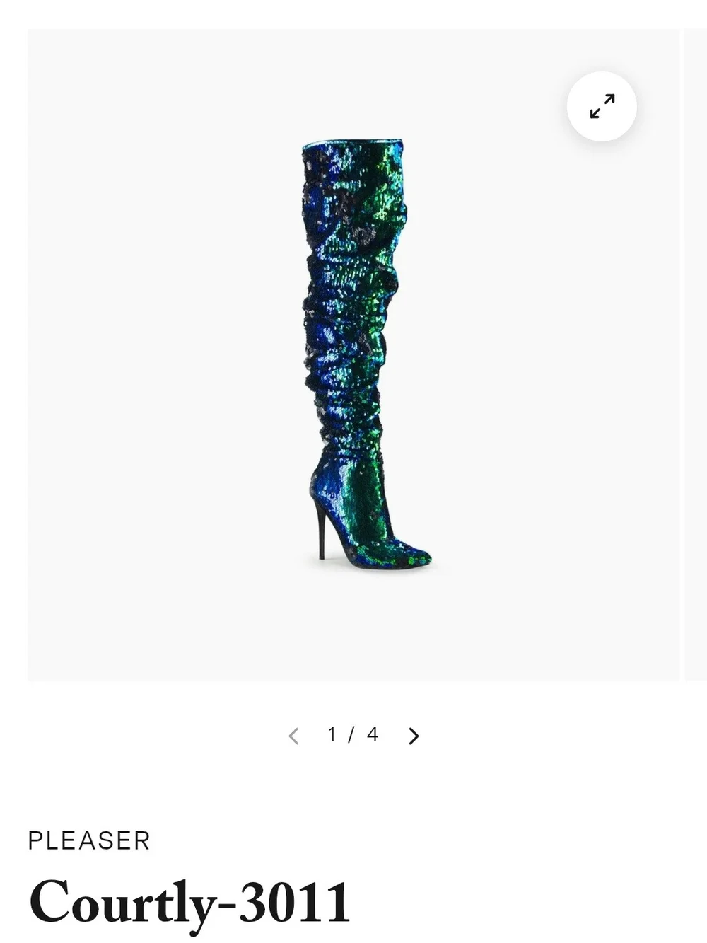 Sequin Over-the-Knee Boot in Iridescent Teal-Blue